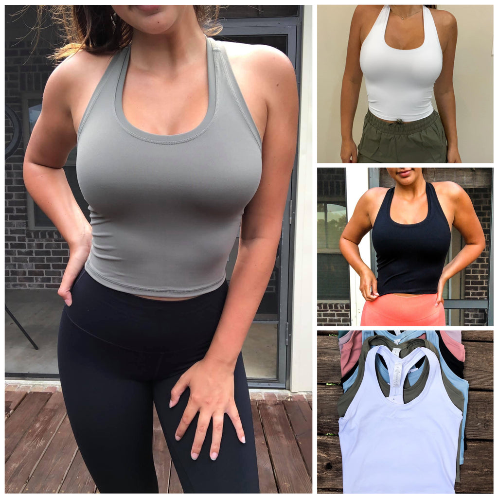 Lulu dupe padded cropped a l i g n tank tops padded – Maddiee Made