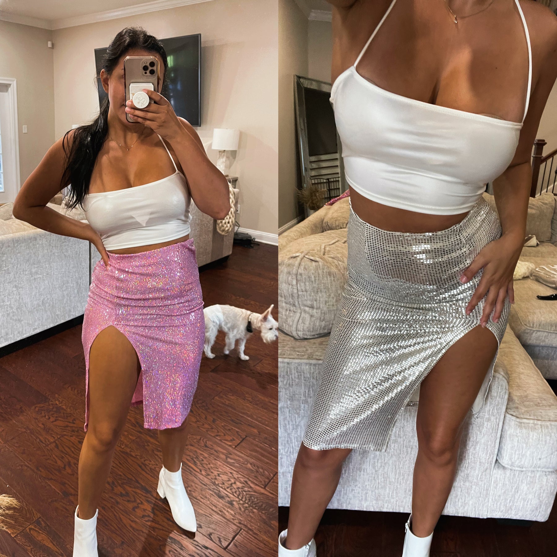 Missguided Maddiee Crepe Fur Trim Mini Skirt White, $50, Missguided